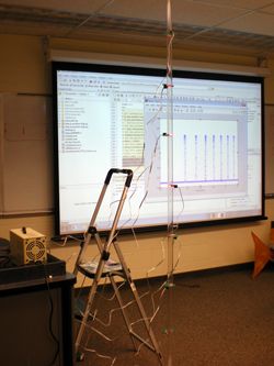 Figure 5. DAQ setup for measuring the velocity of a dropped ball using MATLAB and Data Acquisition Toolbox. 