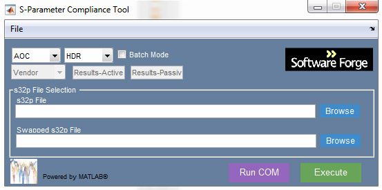 Figure 1.  The S-Parameter Compliance Tool interface.