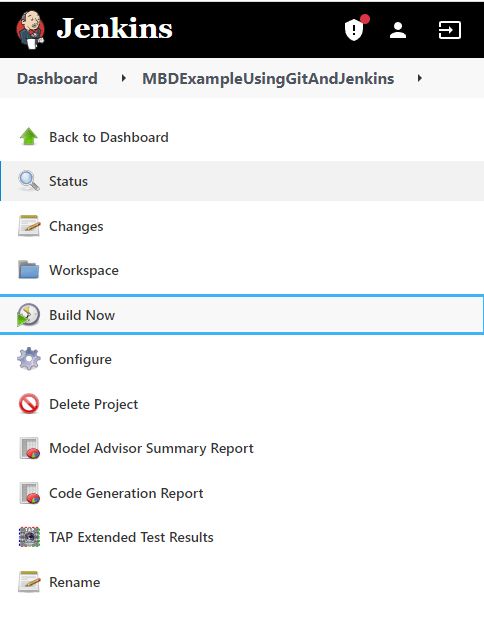 A screenshot of the Jenkins Dashboard dropdown menu. Build Now is selected.