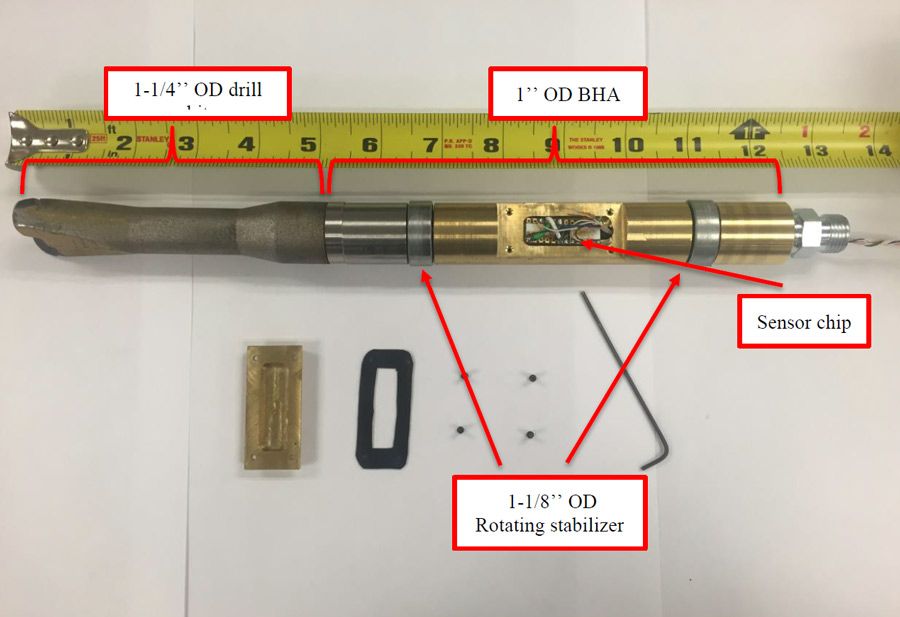 Figure 3. The bottom hole assembly with drill bit and stabilizers.