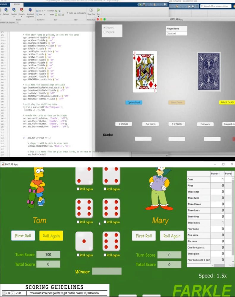 Figure 1. MATLAB apps created by students in Engineering Problem Solving.