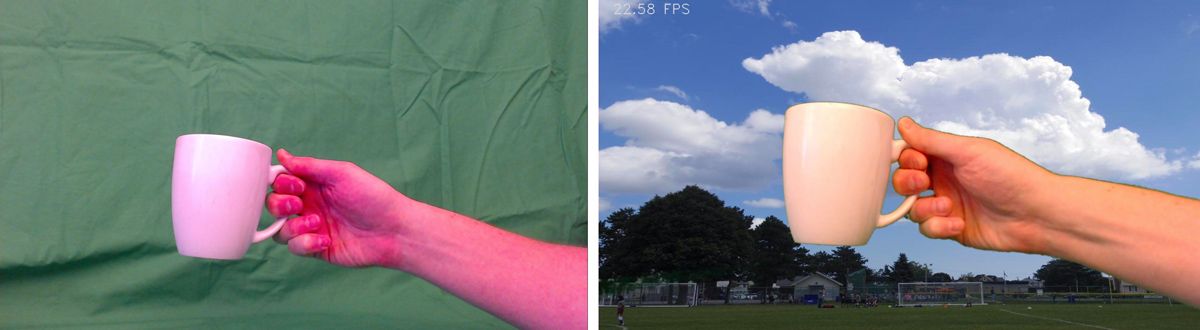 Figure 4. Before-and-after example of applying the green screen effect. 