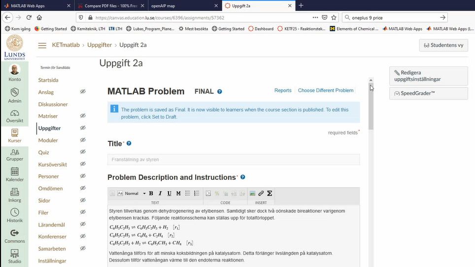 Figure 4. Virtual lab assignment created with MATLAB Grader.