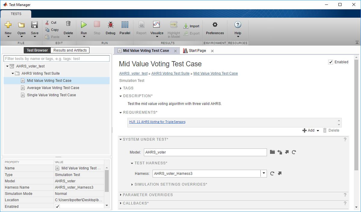 Figure 2.  The Test Manager interface.