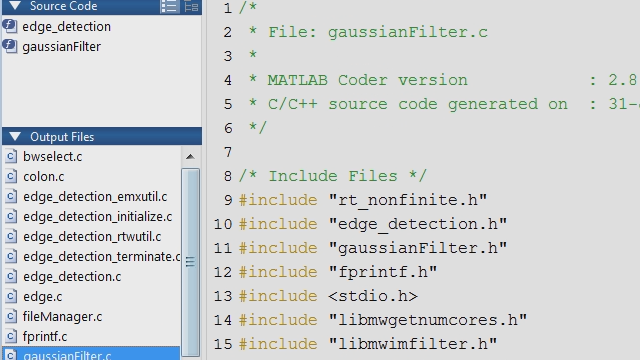 Use MATLAB when developing new algorithms to generate C/C++ code that integrates and leverages existing code bases. 