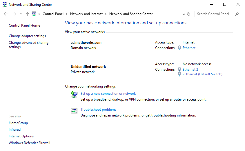 Change adapter settings