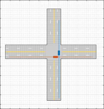 Vehicles crossing at intersection