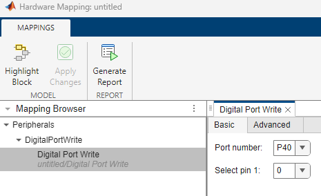 Digital port write peripheral mapping