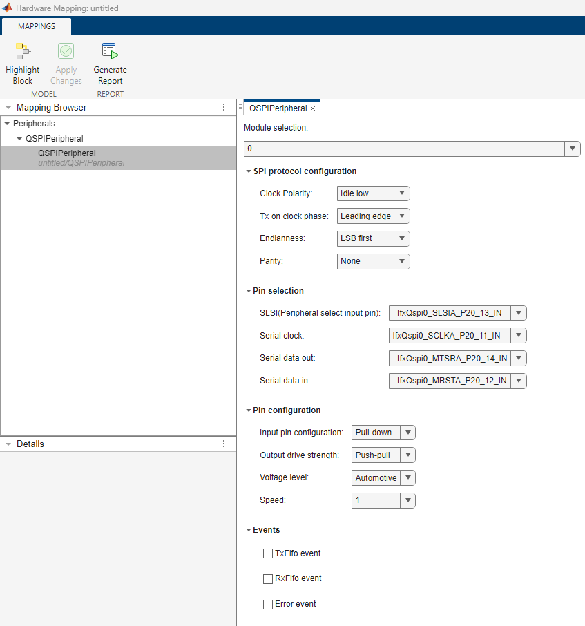 QSPI Peripheral mapping browser