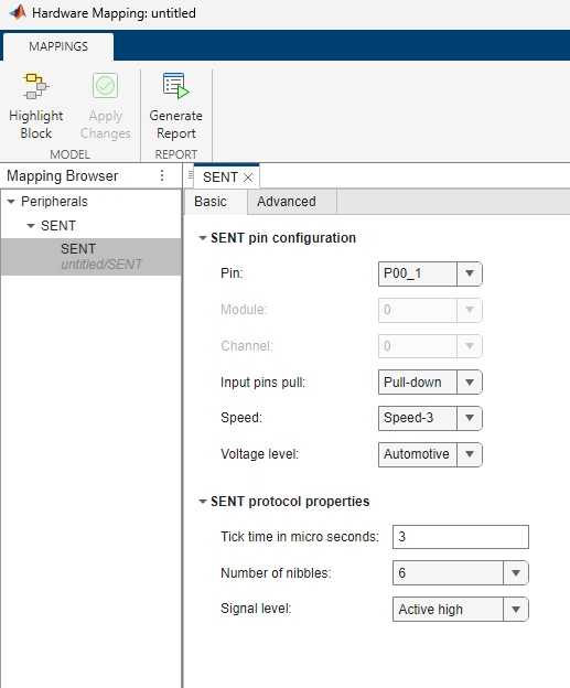 SENT peripheral mapping
