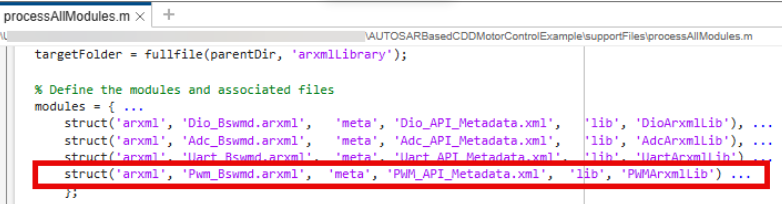 Add PWM block in processallmodules function