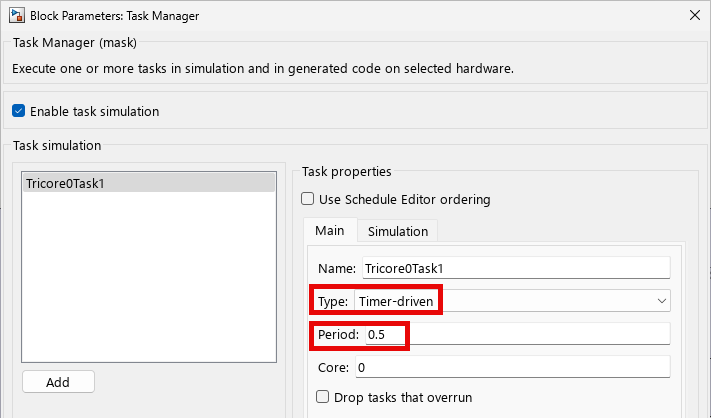 Task Manager Configured to Timer-Driven task