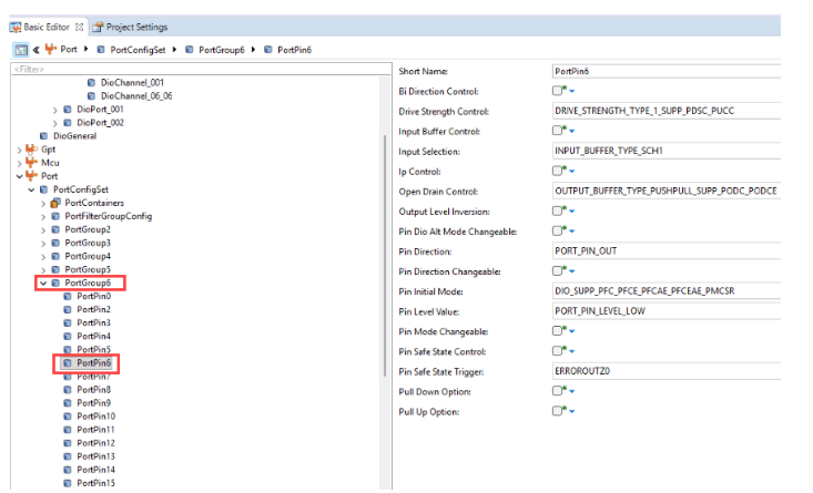 port pin configuration