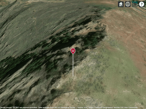 Transmitter site displayed over satellite imagery