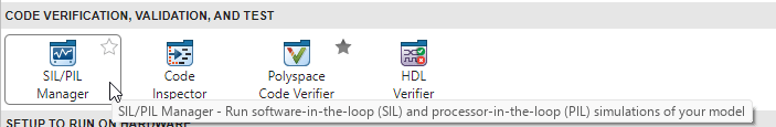 The Apps tab, showing several apps including the SIL/PIL Manager.