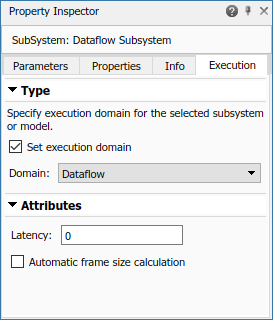 Property Inspector showing Domain parameter set to Dataflow.