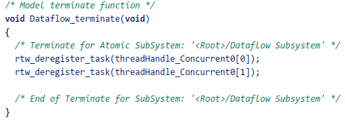 Generated code for model terminate function.