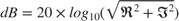 $$ dB = 20\times{log}_{10}(\sqrt{\Re^{2}+ \Im^{2}}) $$