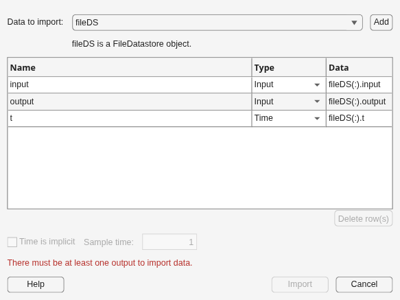 Figure Import Data contains an object of type uigridlayout.