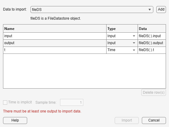 Figure Import Data contains an object of type uigridlayout.