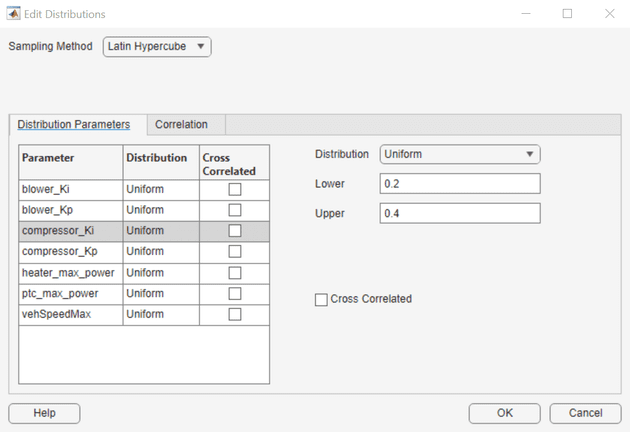 Edit Distributions dialog box showing the different options.