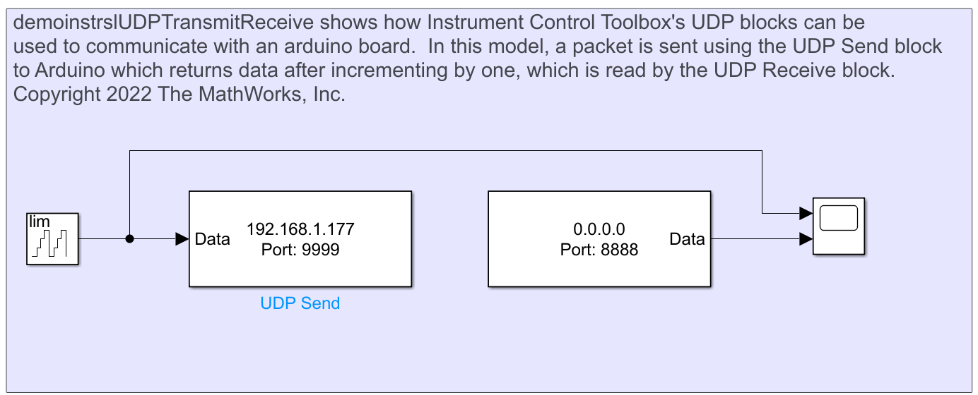 Communicate with Arduino Server Using UDP Blocks