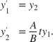 $$\begin{array}{cl} y'_1 &= y_2\\ y'_2 &= \frac{A}{B} t y_1.
\end{array}$$
