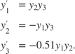 $$ \begin{array}{cl} y'_1 &= y_2y_3 \\ y'_2 &= -y_1y_3 \\ y'_3 &=
-0.51y_1y_2. \end{array}$$