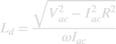 ${L_d} = {{\sqrt {V_{ac}^2 - I_{ac}^2{R^2}} } \over {\omega {I_{ac}}}}$