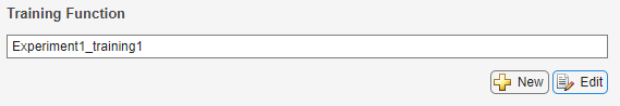 Training Function in Experiment Manager, showing the Edit button highlighted