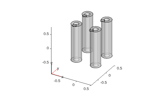 Damping mounts geometry scaled and translated to fit inside a unit cube
