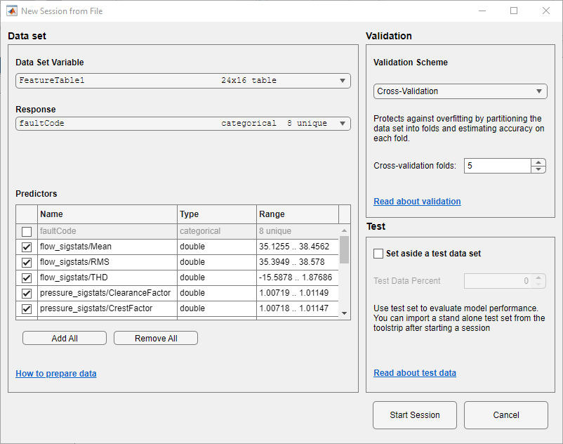 set matlab