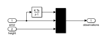 Subsystem integrating the error and concatenating it with error and height into an observations vector