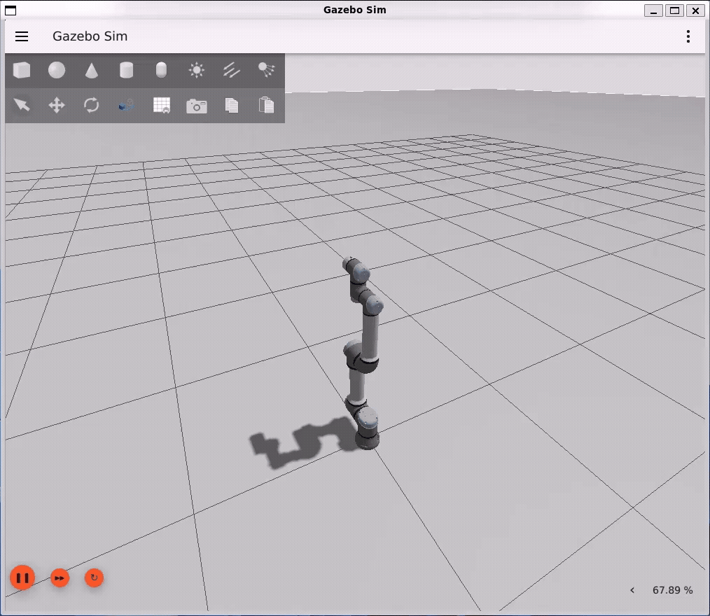 Simulation of UR5 robotic arm using ROS 2 action client