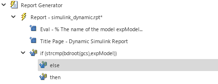 Outline in left pane with else and then child components displayed beneath if component.