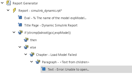 Outline in left pane displaying Chapter, Paragraph, and Text components below else component.