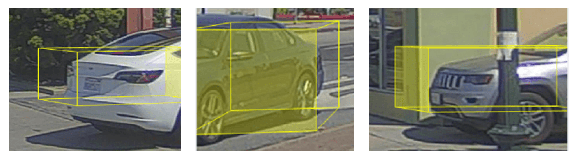 Illustration of erroneous bounding boxes for partially visible vehicles