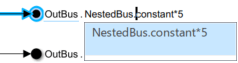 Out Bus Element block labeled OutBus.NestedBus.constant*5 with cursor before constant*5