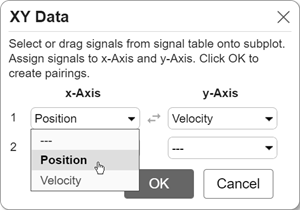 The XY Data dialog box