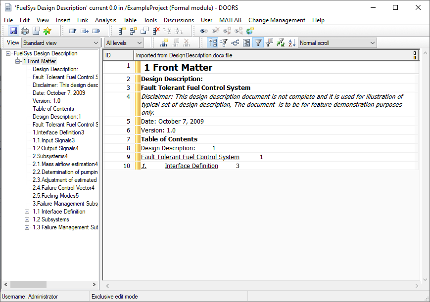 Import Requirements from IBM DOORS by Using the API