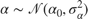 $\alpha \sim \mathcal{N}(\alpha_0, \sigma_\alpha^2)$