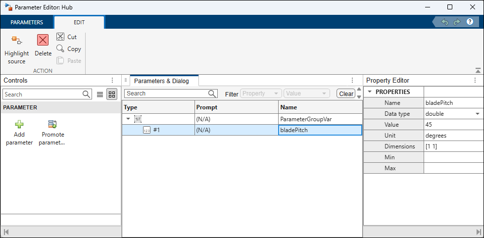 Author Parameters in System Composer Using Parameter Editor
