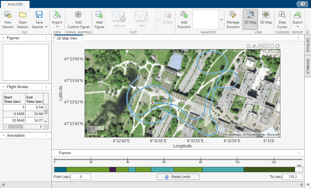 2D map of UAV log