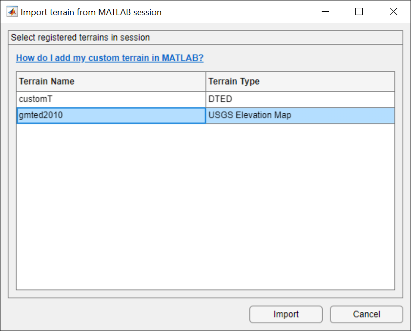 Import terrain dialog