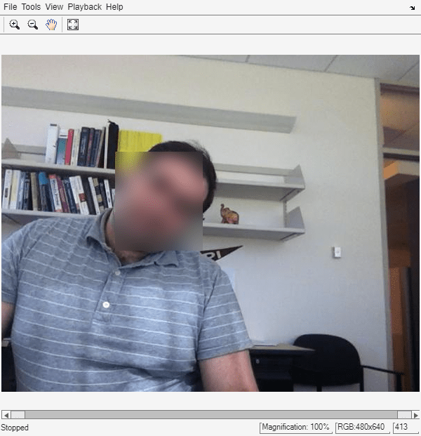 Figure Video Player contains an axes object and other objects of type uiflowcontainer, uimenu, uitoolbar. The hidden axes object contains an object of type image.