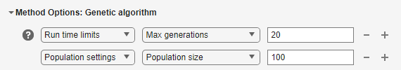 Genetic algorithm tuning options.