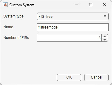 Custom System dialog box configured to create a FIS tree with three component FIS objects.