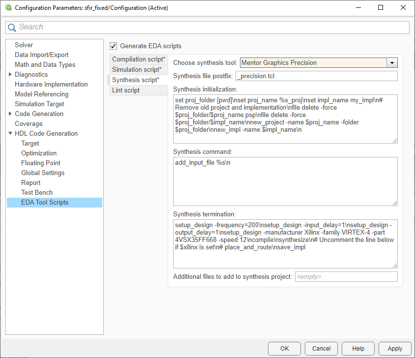 Synthesis Script for Mentor Graphics Precision tool