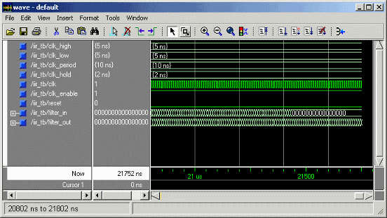 Siemens ModelSim wave window