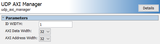 UDP AXI Manager IP parameters